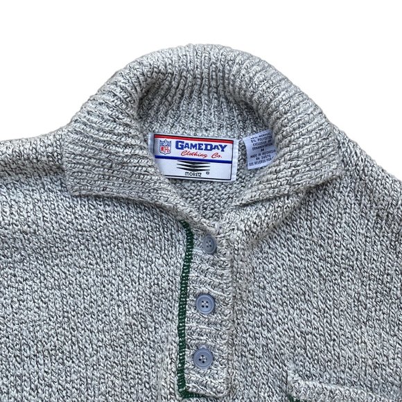 NFL Gameday Vintage 90s Knit Green Bay Packers Football Fandom Henley Sweater-M - Picture 5 of 11